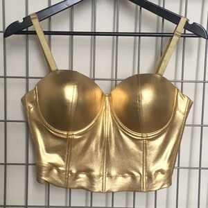 Vintage Gold Lamé Bustier 32D